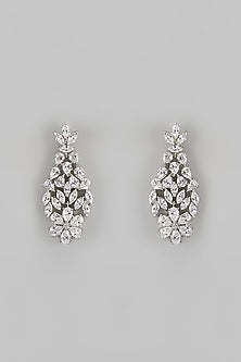 White Finish Diamond Floral Necklace Set