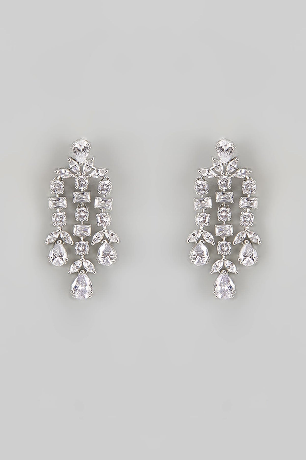 White Finish Diamond Layered Necklace Set