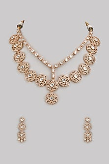Gold Plated Kundan Polki Necklace Set