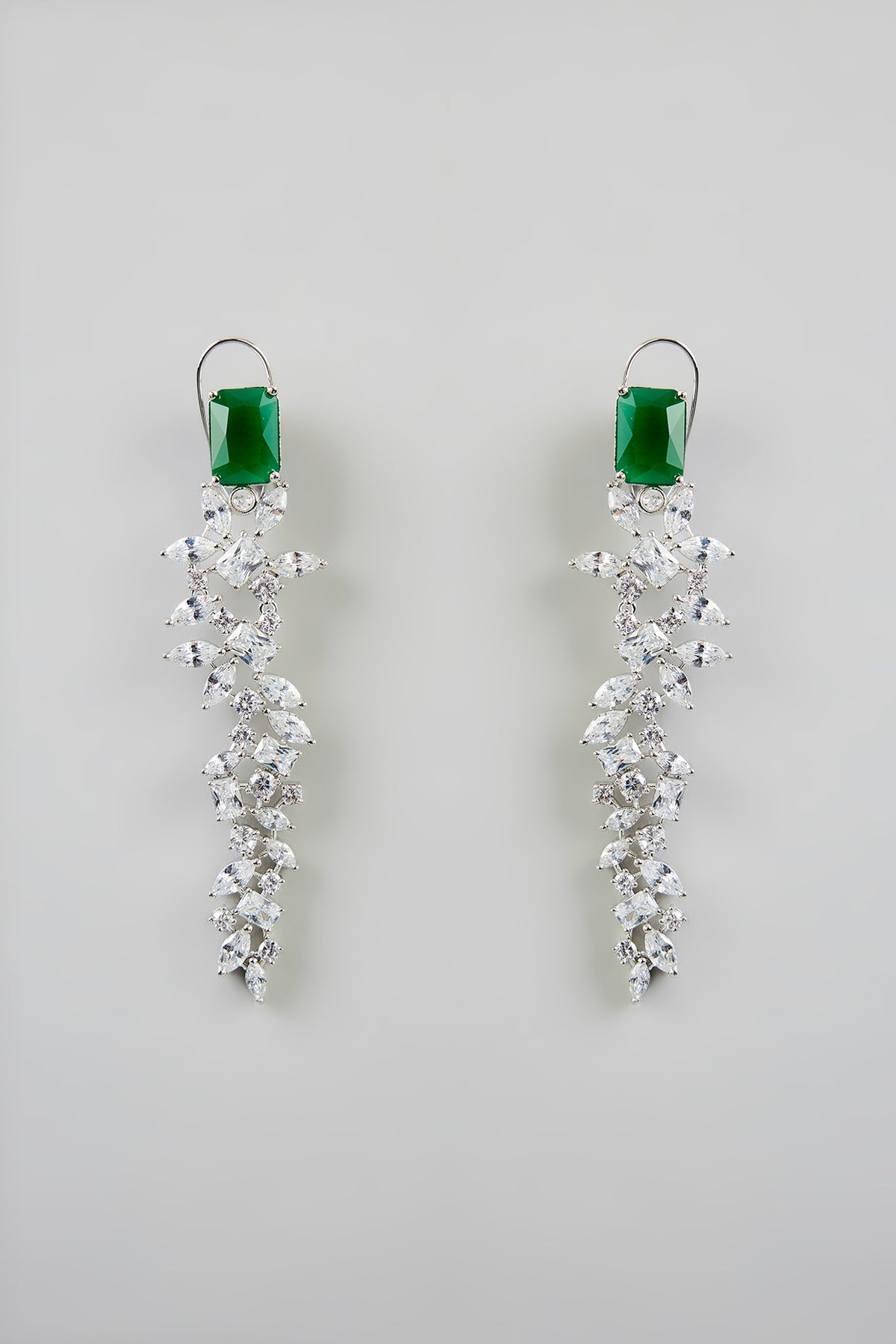 White Finish Diamond Dangler Earrings