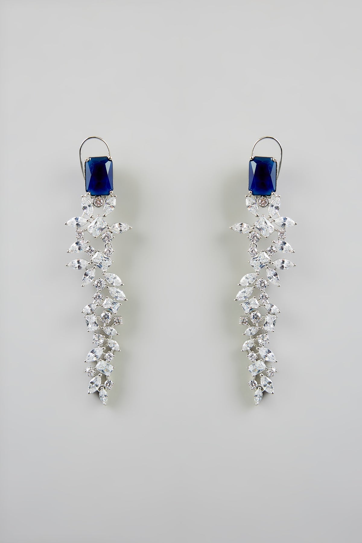 White Finish Diamond Dangler Earrings