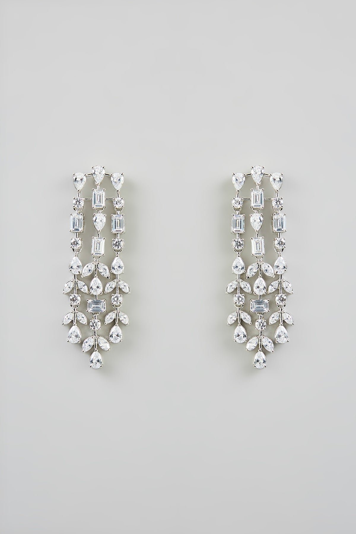 White Finish Diamond Dangler Earrings