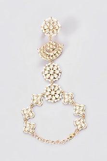 Gold Finish Kundan Polki Hathphool (Set of 2)
