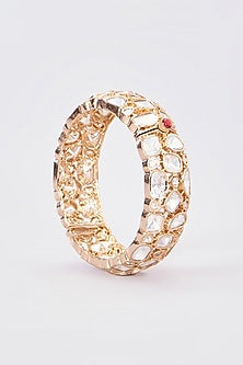 Gold Finish Kundan Polki Kadas (Set of 2)