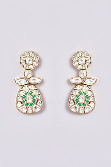Gold Plated Green Kundan Polki Necklace Set