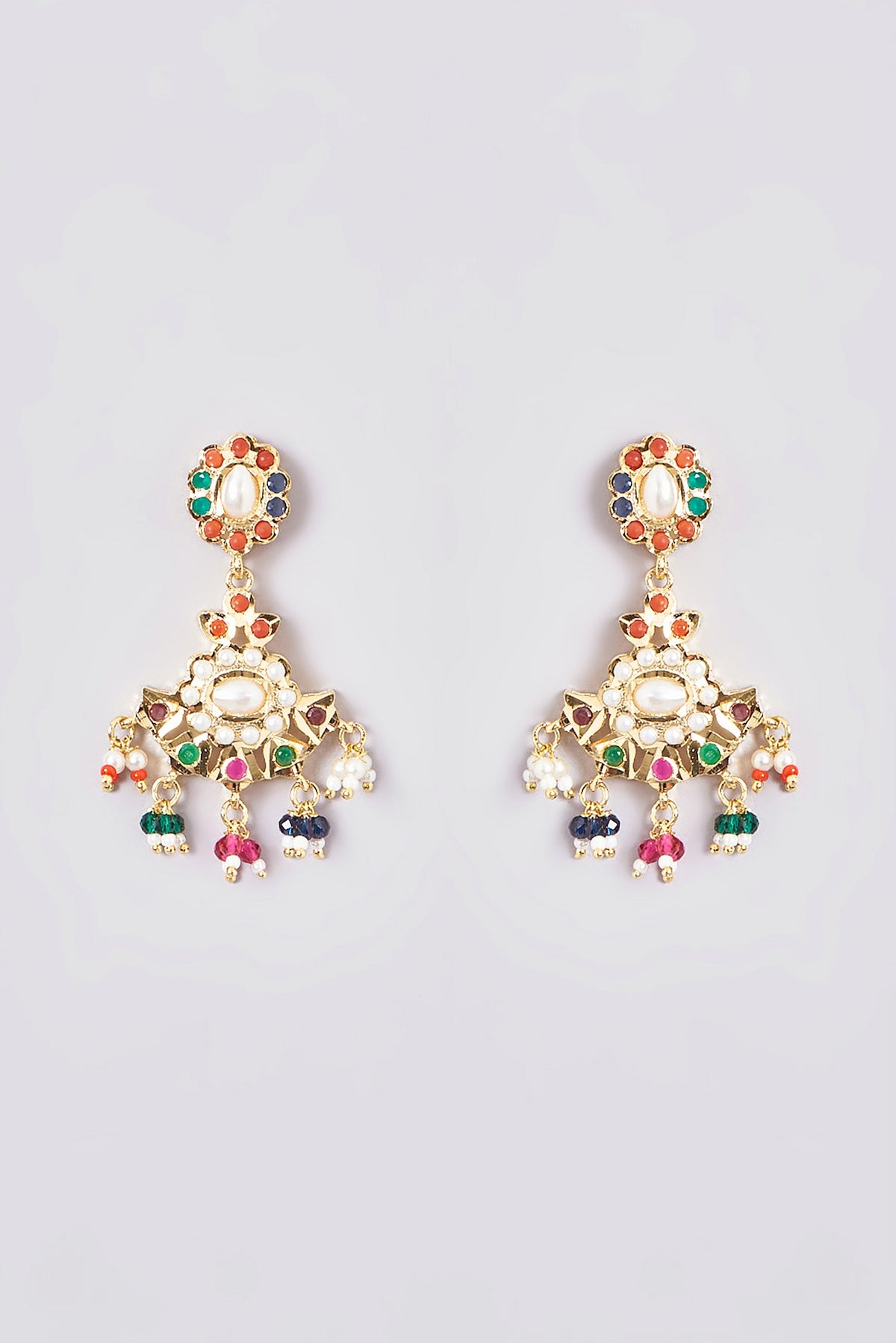 Gold Plated Kundan Polki & Jadau Stone Long Necklace Set