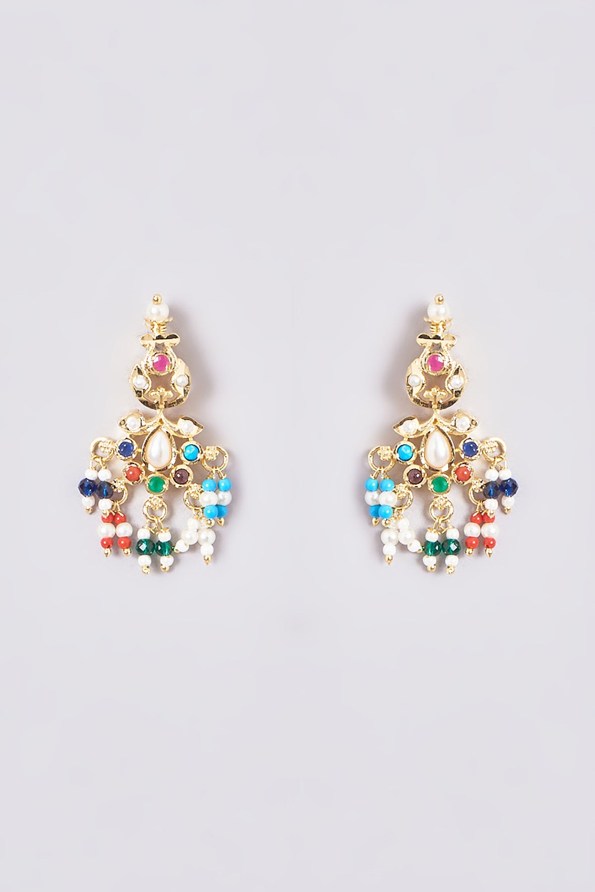 Gold Plated Kundan Polki & Jadau Stone Long Necklace Set