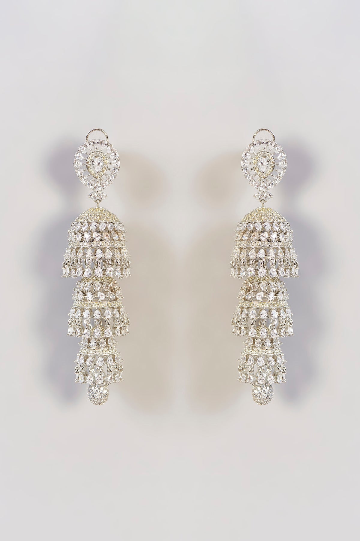 White Finish Diamond Dangler Earrings