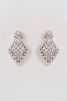 White Finish Diamond Long Necklace Set