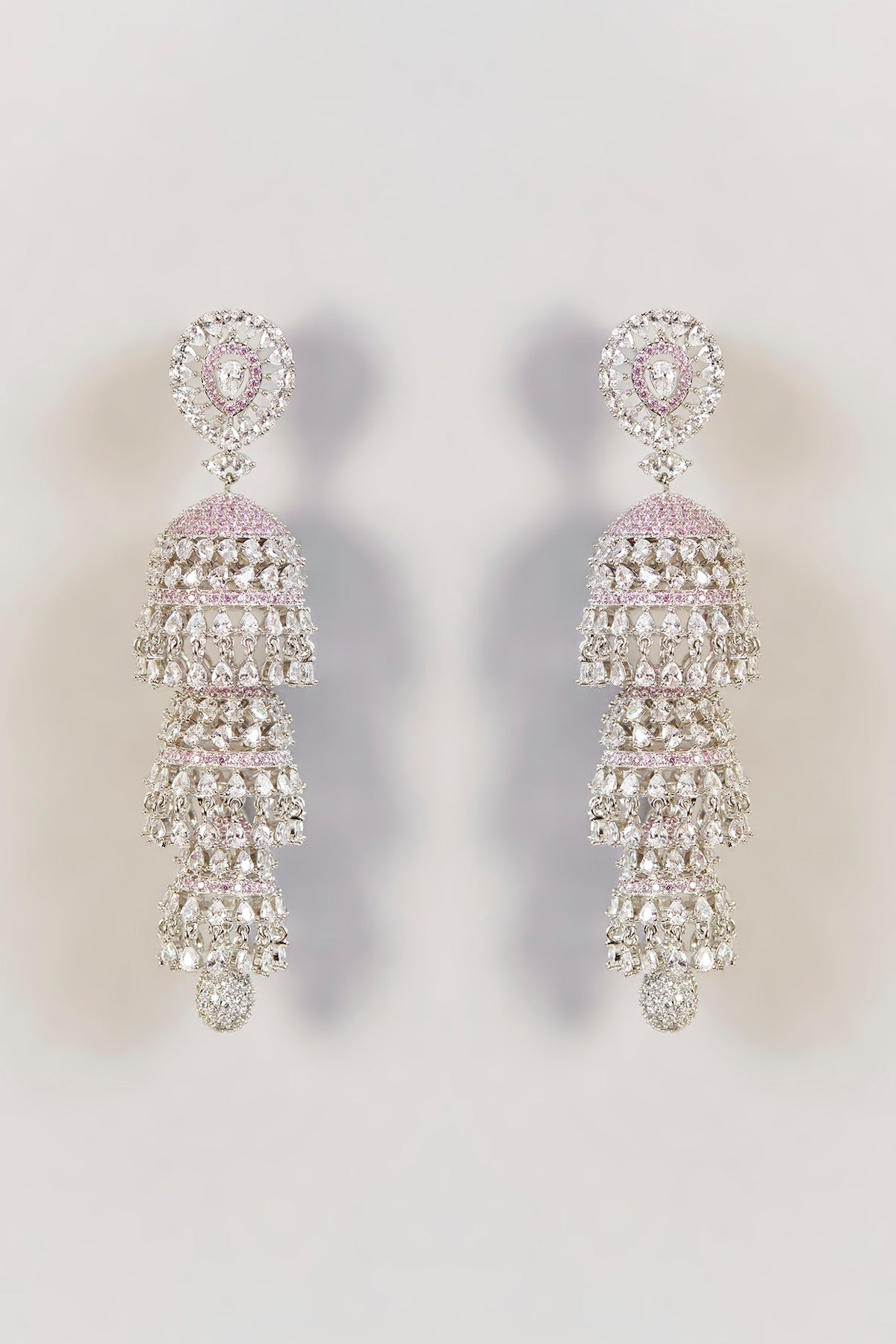 White Finish Diamond Dangler Earrings