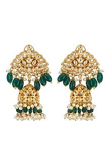 Gold Plated Kundan Polki Mango Mala Necklace Set