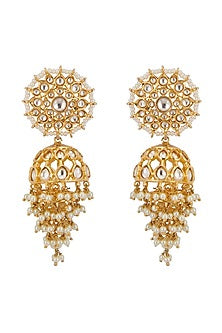 Gold Plated Kundan Polki Jhumka Earrings