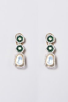 Gold Finish Kundan Polki & Emerald Stone Layered Necklace Set
