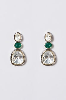 White Finish Kundan Polki & Emerald Necklace Set