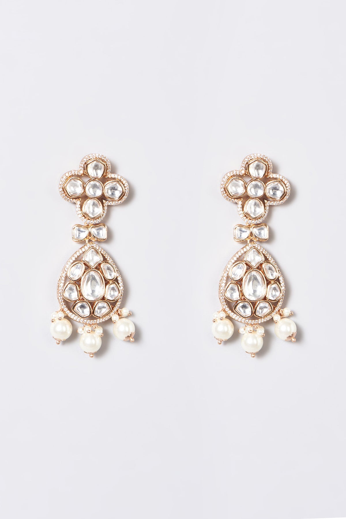 White Plated Kundan Polki & Pearl Choker Necklace Set