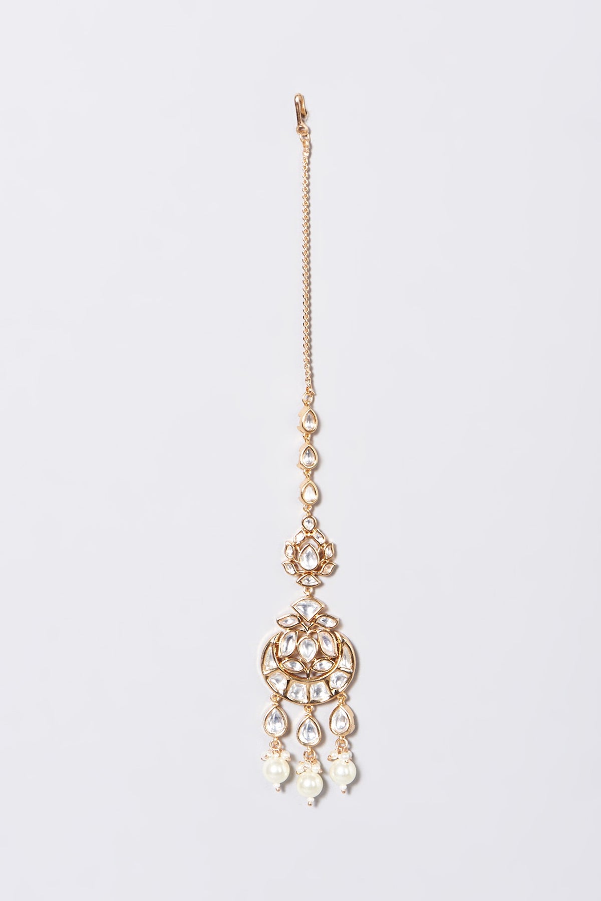 Gold Finish Kundan Polki & Pearl Choker Necklace Set