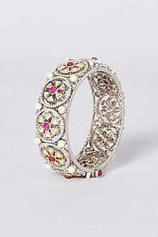 Black Rhodium Finish Kundan Polki & Diamond Kada