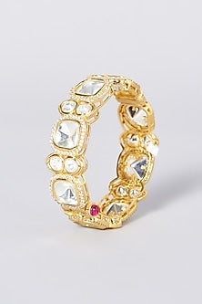 Gold Finish Kundan Polki & Diamond Kada