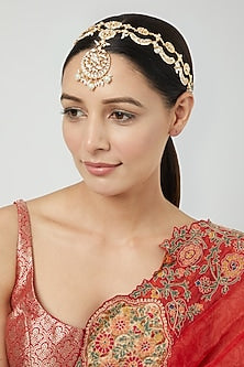 Gold Finish Kundan Polki Mathapatti