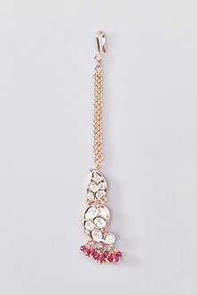 Gold Plated Pink Kundan Polki Necklace Set