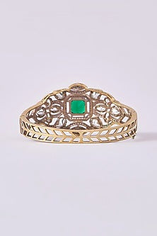 White Finish Diamond & Emerald Cuff