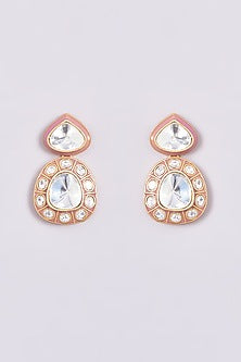 Gold Finish Kundan Polki Dangler Earrings