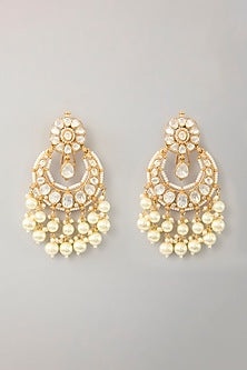 Gold Finish Moissanite Chandbali Earrings