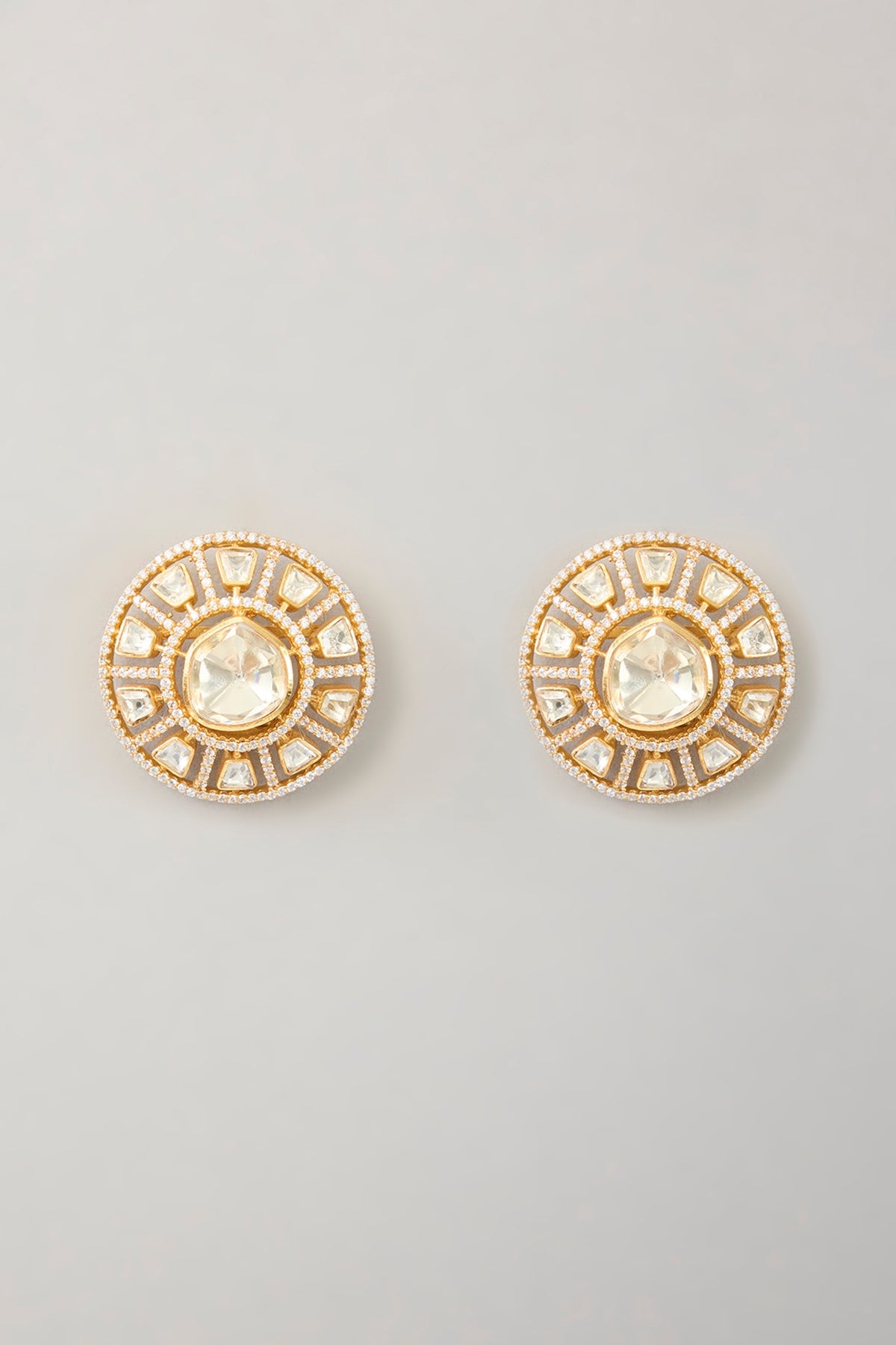 Gold Finish Moissanite Stud Earrings