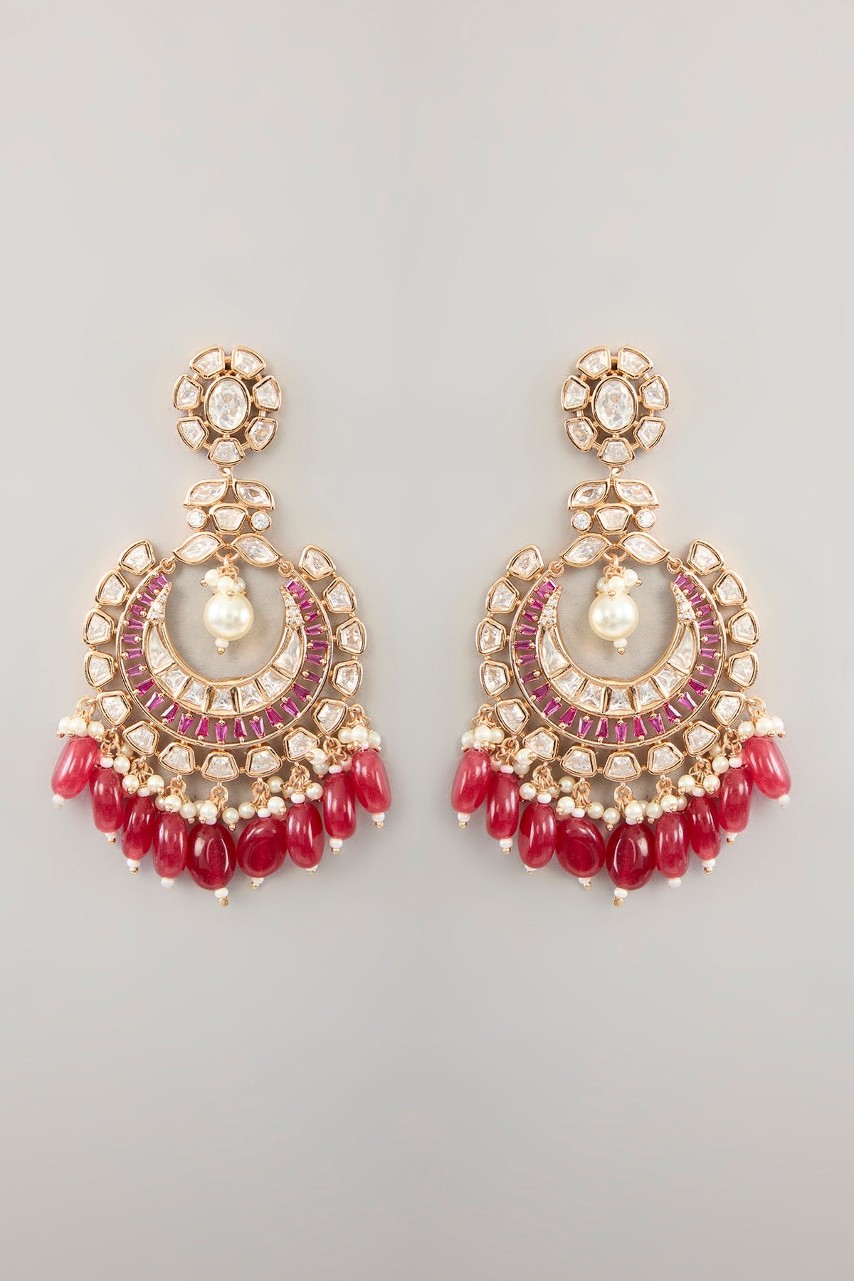 Gold Finish Moissanite Chandbali Earrings