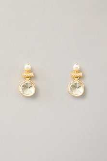 Gold Finish Moissanite & Pearl Necklace Set