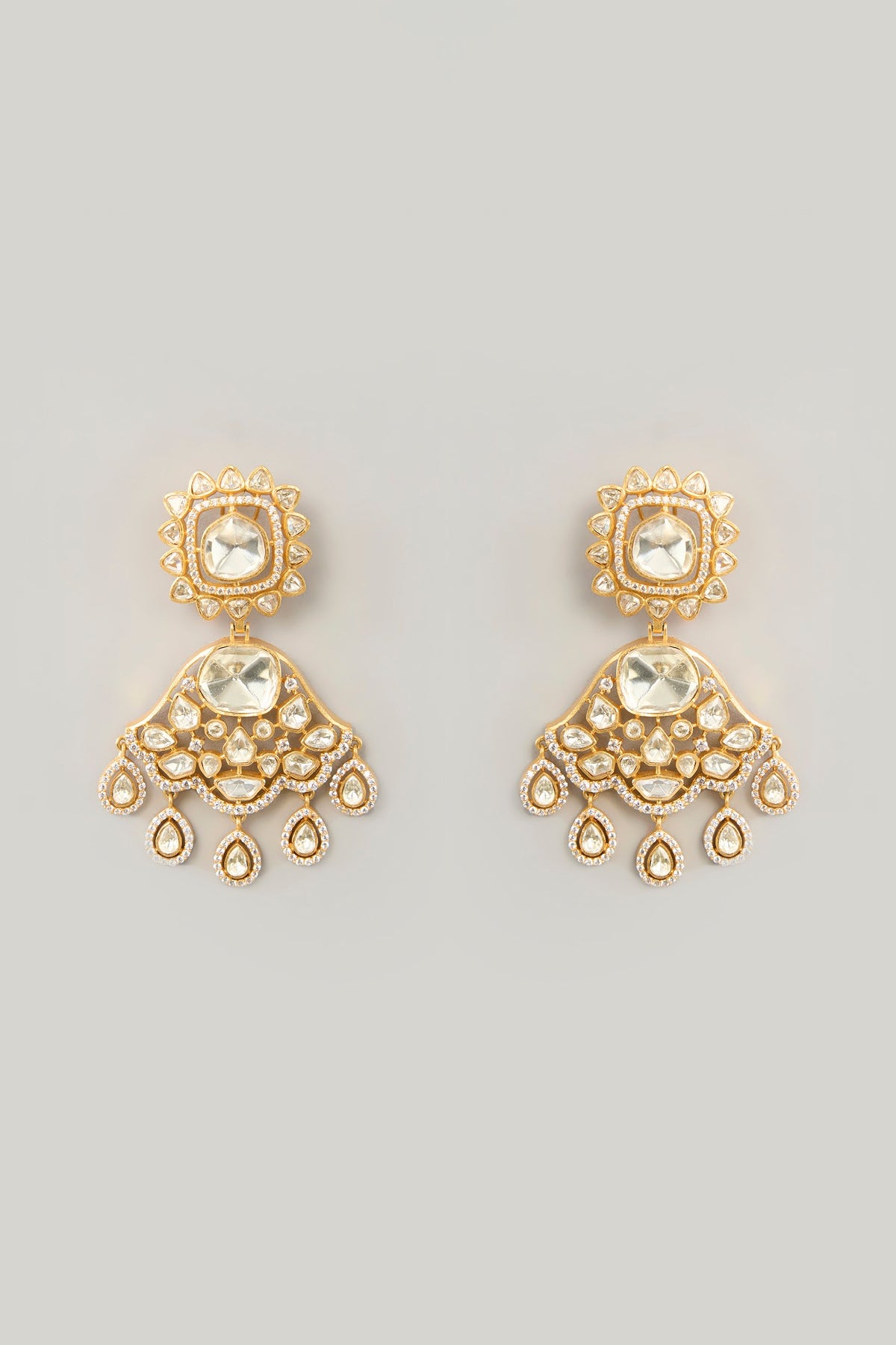 Gold Finish Moissanite & Pearl Necklace Set