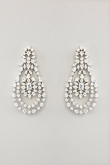 White Finish Diamond Dangler Earrings