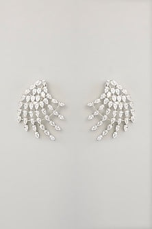 White Finish Diamond Dangler Earrings
