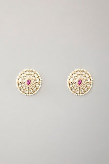 Gold Plated Kundan Polki & Pink Stone Choker Necklace Set