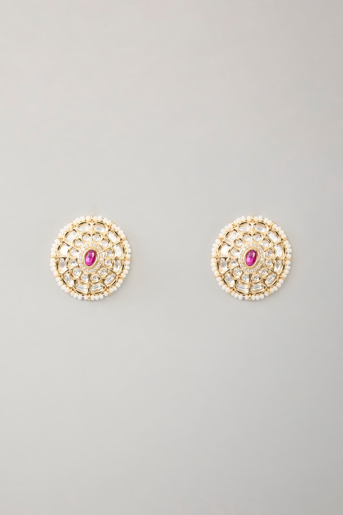 Gold Plated Kundan Polki & Pink Stone Choker Necklace Set