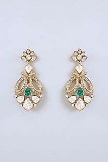 Two Tone Finish Green Uncut Kundan Polki Necklace Set