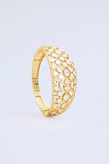 Gold Finish Kundan Polki Openable Bangle