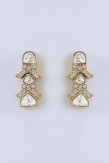 Two Tone Rhodium Finish Kundan Polki Necklace Set