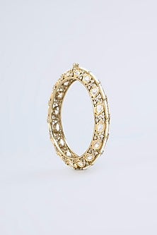 Two-Tone Finish Uncut Kundan Polki Bangles (Set Of 2)