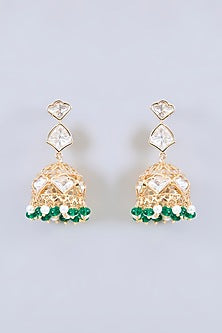 Gold Finish Kundan Polki & Green Pearl Necklace Set