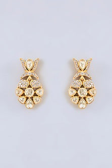 Gold Finish Moissanite Polki Necklace Set