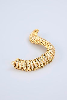 Gold Finish Kundan Polki Openable Bangle