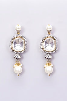Black Rhodium Finish Kundan Polki & Pearl Necklace Set