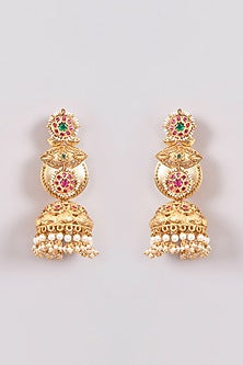 Gold Finish Kundan Polki & Pearl Long Necklace Set