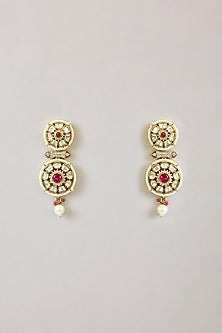 Two-Tone Finish Kundan Polki & Red Stone Necklace Set