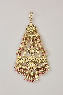 Two-Tone Finish Kundan Polki & Red Pearl Pasa