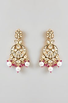 Gold Finish Kundan Polki & Pearl Drop Necklace Set