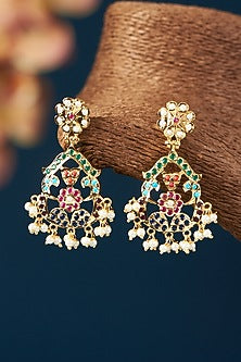 Gold Plated Kundan Polki & Jadau Stone Necklace Set