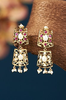 Gold Plated Kundan Polki & Jadau Stone Necklace Set