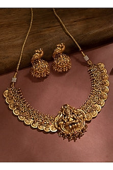 Gold Plated Synthetic Stone Traditional Coin Necklace Set